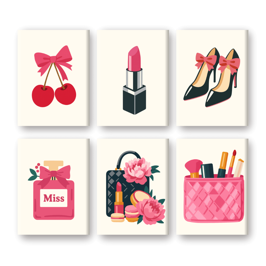 6 Mini Paintings - Pink Accessories Set