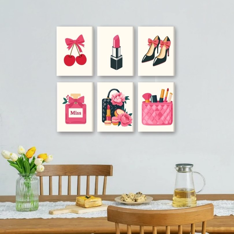 6 Mini Paintings - Pink Accessories Set