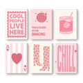 6 Mini Paintings - Pink and Chill Set