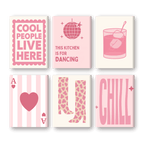 6 Mini Paintings - Pink and Chill Set