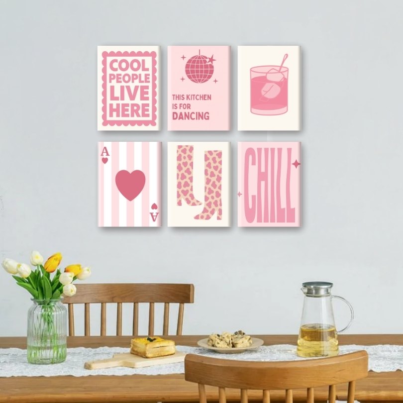 6 Mini Paintings - Pink and Chill Set