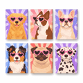6 Mini Paintings - Pop Art Puppies Set