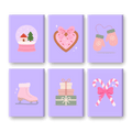 6 Mini Paintings - Purple Winter Set