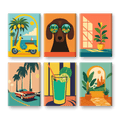 6 Mini Paintings | Retro Holiday Set