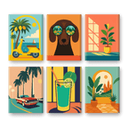 6 Mini Paintings | Retro Holiday Set