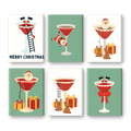 6 Mini Paintings - Santa & Cocktail Set