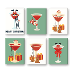 6 Mini Paintings - Santa & Cocktail Set