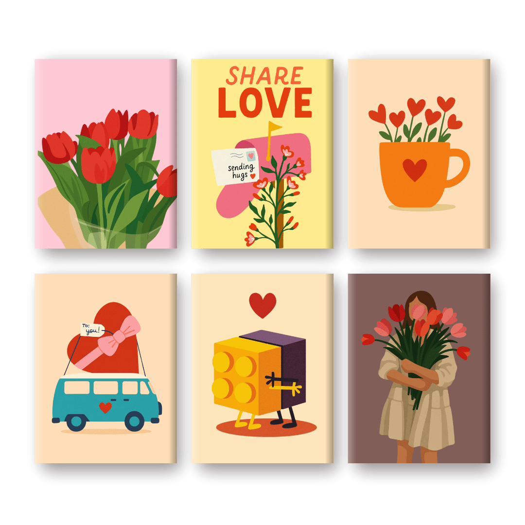 6 Mini Paintings - Share Love Set