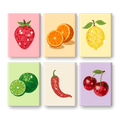 6 Mini Paintings - Shiny Fruit Set