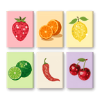 6 Mini Paintings - Shiny Fruit Set
