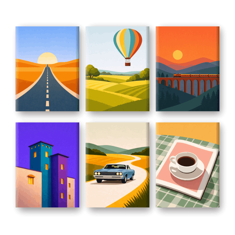 6 Mini Paintings - Soft Horizons Set