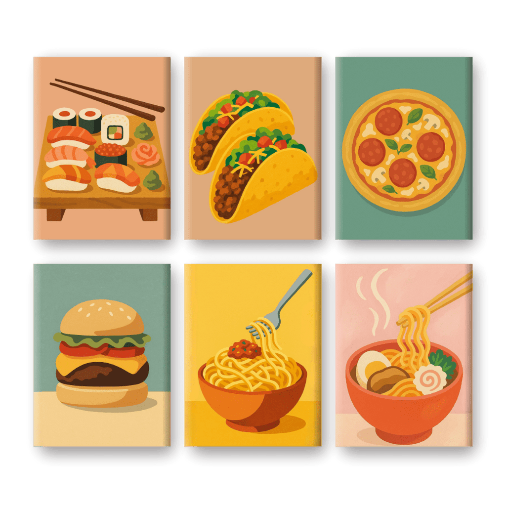 6 Mini Paintings - Street Food Set