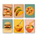 6 Mini Paintings - Street Food Set