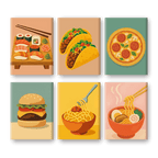 6 Mini Paintings - Street Food Set
