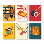 6 Mini Paintings - Sushi Set