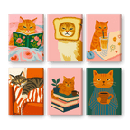 6 Mini Paintings | Tired Cats Set
