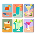 6 Mini Paintings - Tropical Cocktails Set