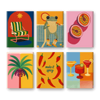 6 Mini Paintings - Tropical Pop Set