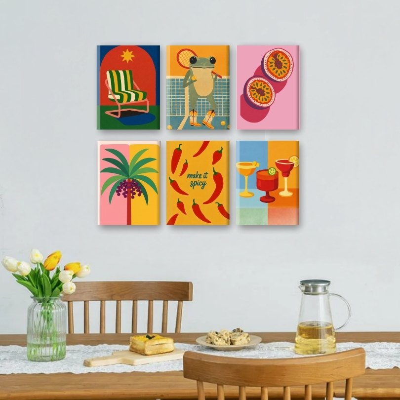 6 Mini Paintings - Tropical Pop Set