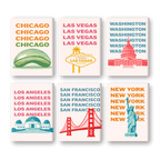 6 Mini Paintings - USA Travel Posters Set