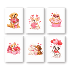 6 Mini Paintings - Valentine Dogs Set