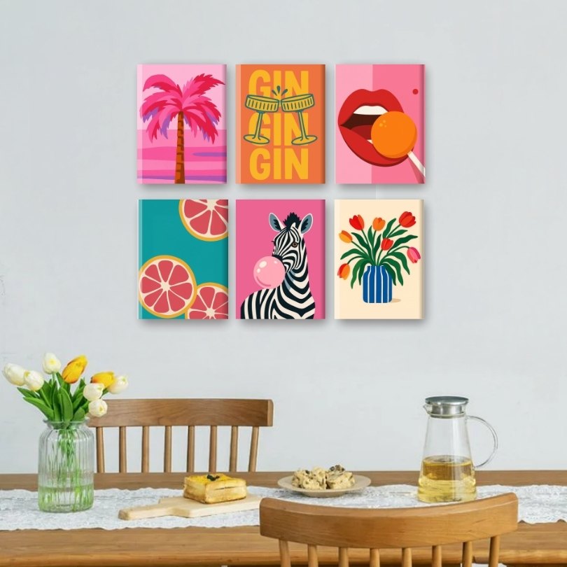 6 Mini Paintings - Pop Art VIbes Set