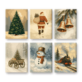 6 Mini Paintings - Vintage Christmas Set