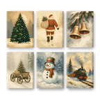 6 Mini Paintings - Vintage Christmas Set