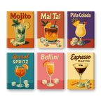 6 Mini Paintings - Old School Cocktail Set