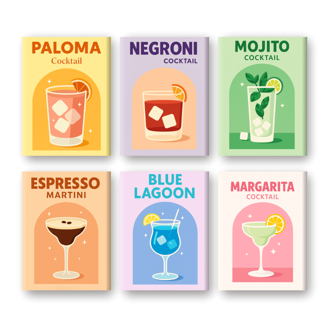 6 Mini Paintings - Vivid Cocktails Set
