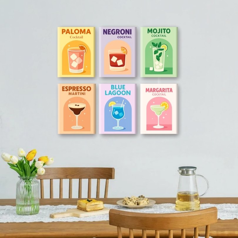6 Mini Paintings - Vivid Cocktails Set