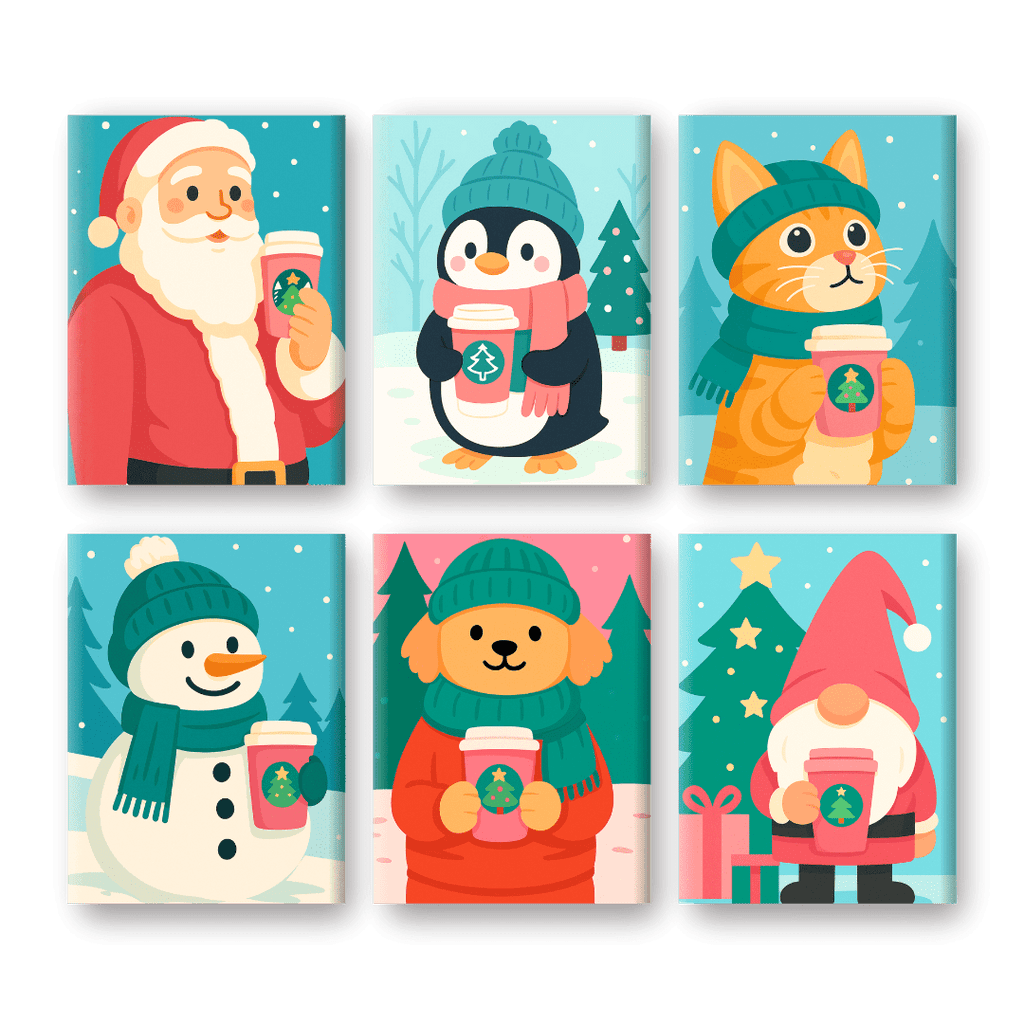 6 Mini Paintings | Warm Winter Sips Set