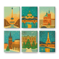 6 Mini Paintings | Winter Cities Set