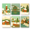 6 Mini Paintings | Winter Village Set