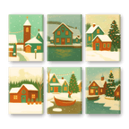 6 Mini Paintings | Winter Village Set