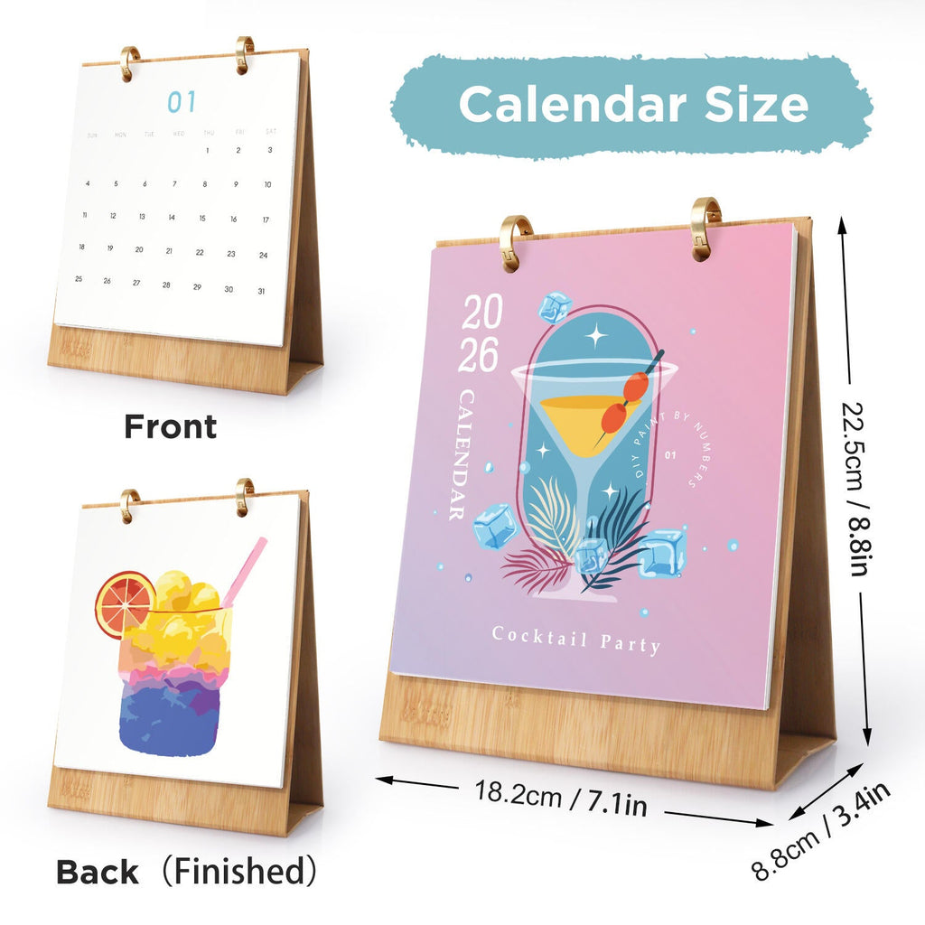 2026 Paint by Numbers desk Calendar | Cocktail Edition