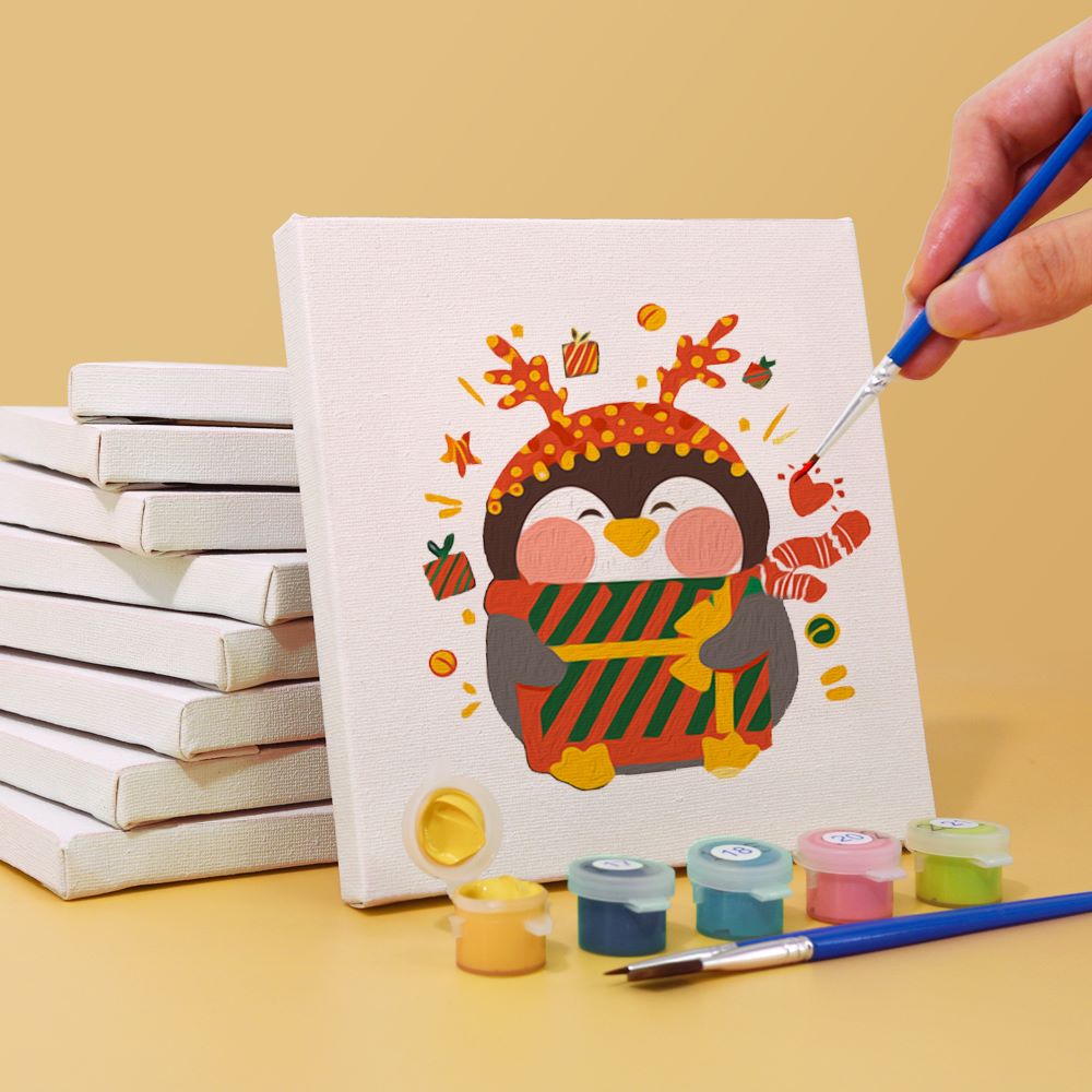 Paint by Numbers - 6 Mini Paintings | Christmas Penguins Set