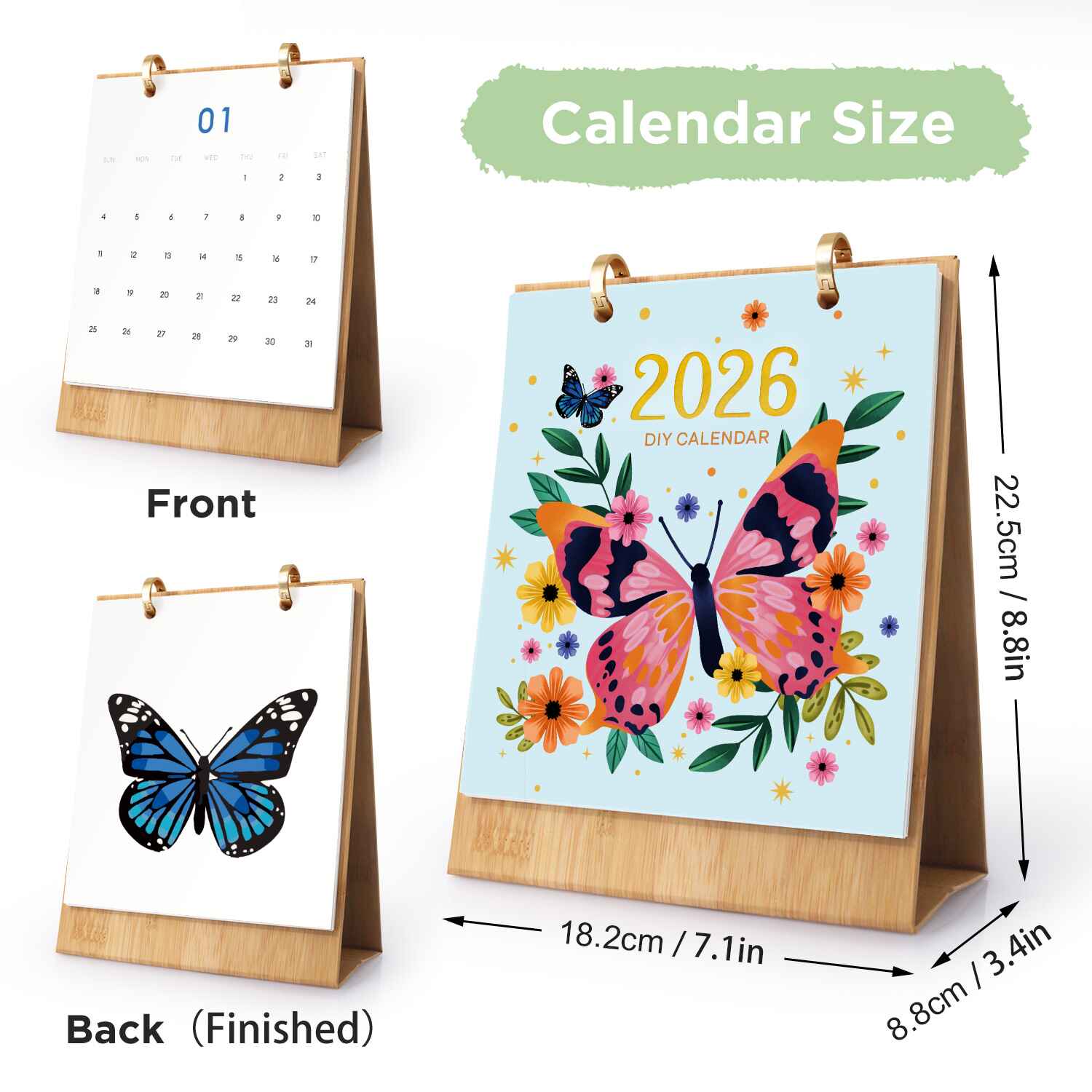 2026 Paint by Numbers desk Calendar | Butterfly Edition