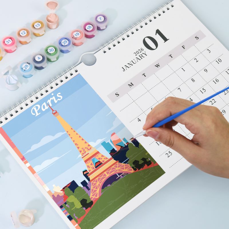 Paint by Numbers Calendar 2026 | Famous Landmarks Edition