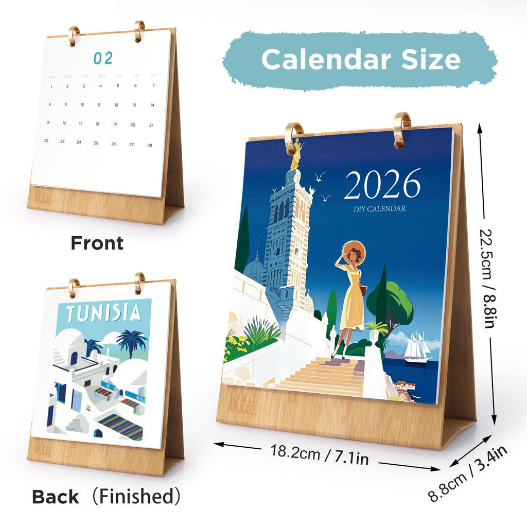 2026 Paint by Numbers desk Calendar | World trip Edition