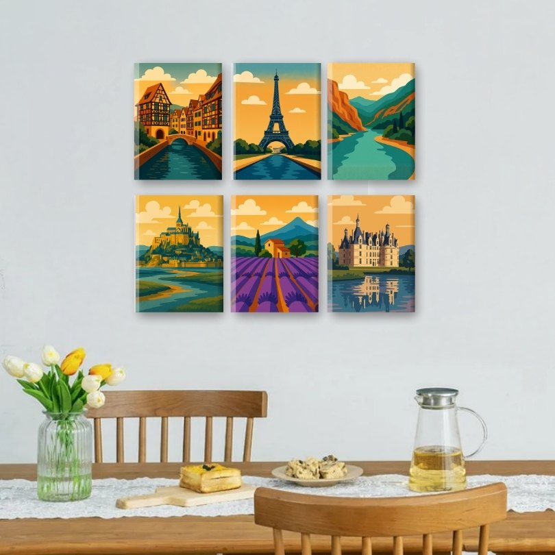 6 Mini Paintings - French Landscapes Set