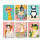 6 Mini Paintings - Funky Animals Set
