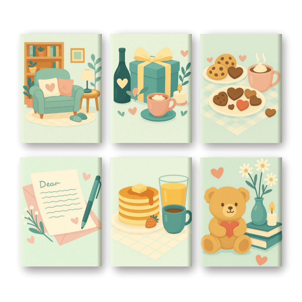 6 Mini Paintings - Pastel Valentine Set