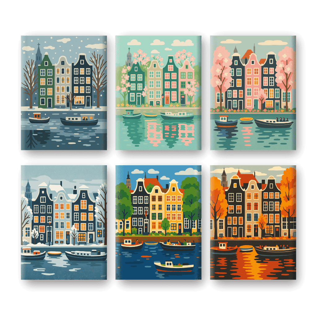 6 Mini Paintings - 4 Seasons Amsterdam Set