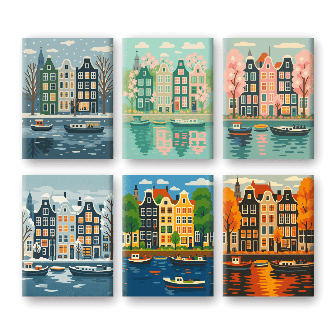 6 Mini Paintings - 4 Seasons Amsterdam Set
