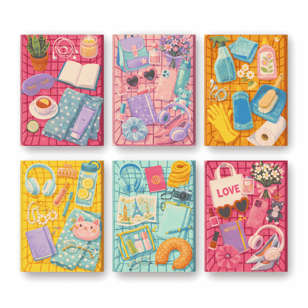 6 Mini Paintings - Colorful Essentials Set