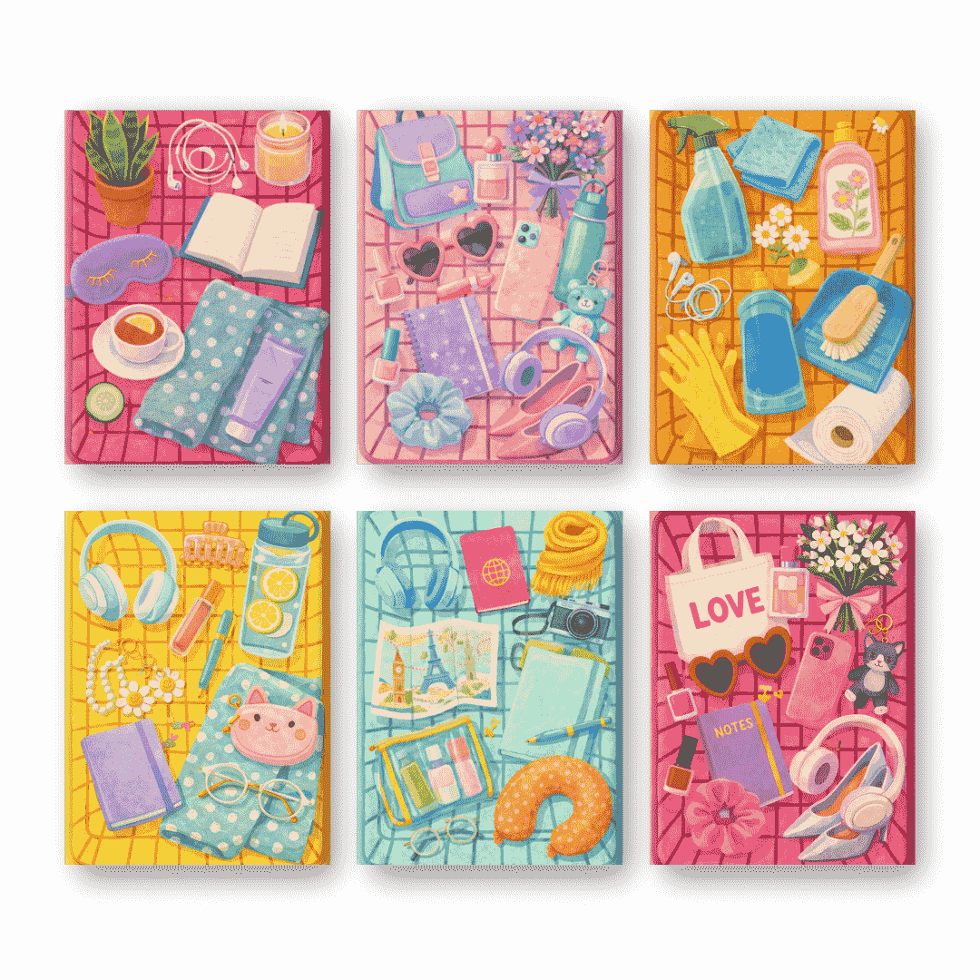 6 Mini Paintings - Colorful Essentials Set