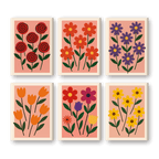6 Mini Paintings - Aesthethic Flower Set