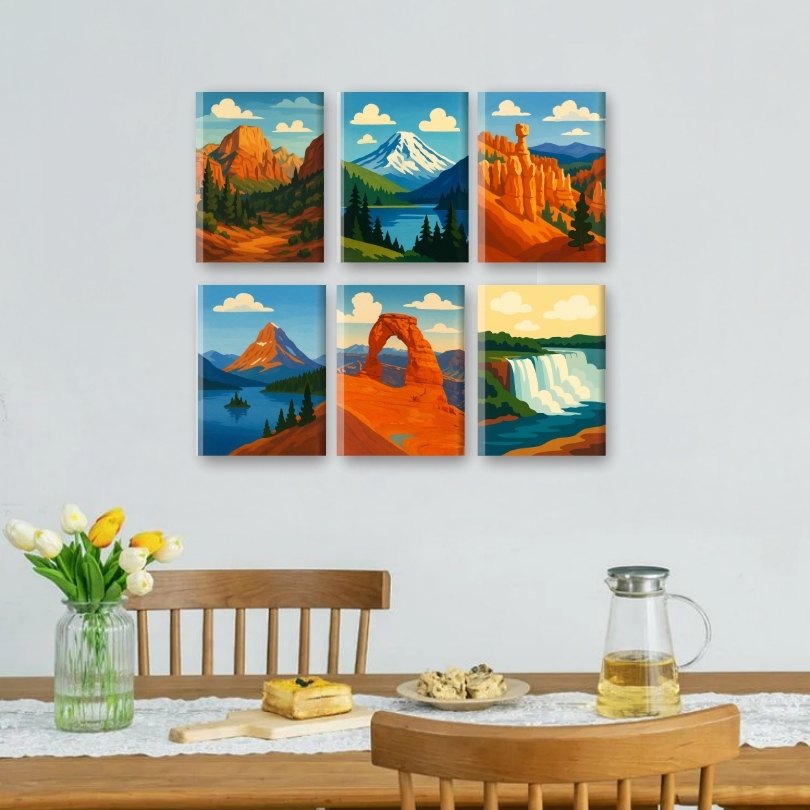 6 Mini Paintings - American National Parks Set