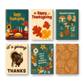 6 Mini Paintings -  Autumn & Thanksgiving Set